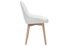 Chaises scandinaves en tissu effet laine bouclée blanc et bois clair massif (lot de 2) HOLO