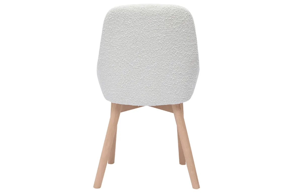 Chaises scandinaves en tissu effet laine bouclée blanc et bois clair massif (lot de 2) HOLO