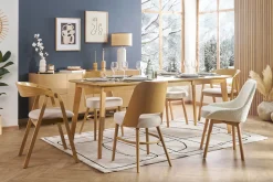 Chaises scandinaves en tissu effet laine bouclée blanc et bois clair massif (lot de 2) HOLO