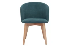 Chaises scandinaves en tissu effet velours bleu canard et bois clair massif (lot de 2) VANITY