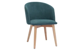Chaises scandinaves en tissu effet velours bleu canard et bois clair massif (lot de 2) VANITY