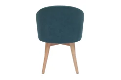 Chaises scandinaves en tissu effet velours bleu canard et bois clair massif (lot de 2) VANITY