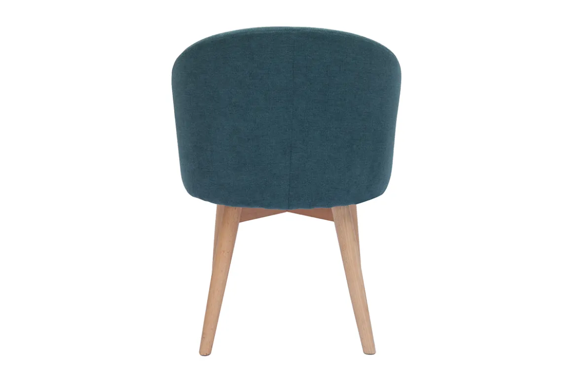 Chaises scandinaves en tissu effet velours bleu canard et bois clair massif (lot de 2) VANITY