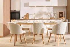 Chaises scandinaves en tissu effet velours bleu canard et bois clair massif (lot de 2) VANITY