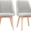 Chaises scandinaves en tissu effet velours texturé gris clair et bois clair (lot de 2) HIGGINS