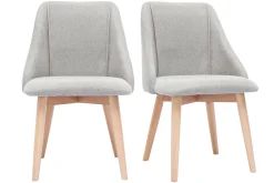 Chaises scandinaves en tissu effet velours texturé gris clair et bois clair (lot de 2) HIGGINS