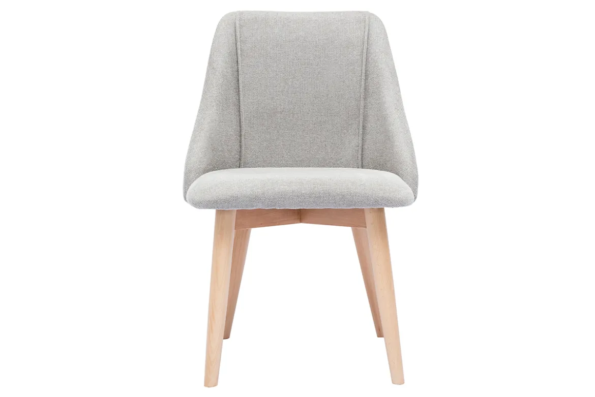 Chaises scandinaves en tissu effet velours texturé gris clair et bois clair (lot de 2) HIGGINS