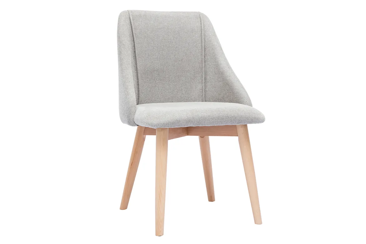 Chaises scandinaves en tissu effet velours texturé gris clair et bois clair (lot de 2) HIGGINS