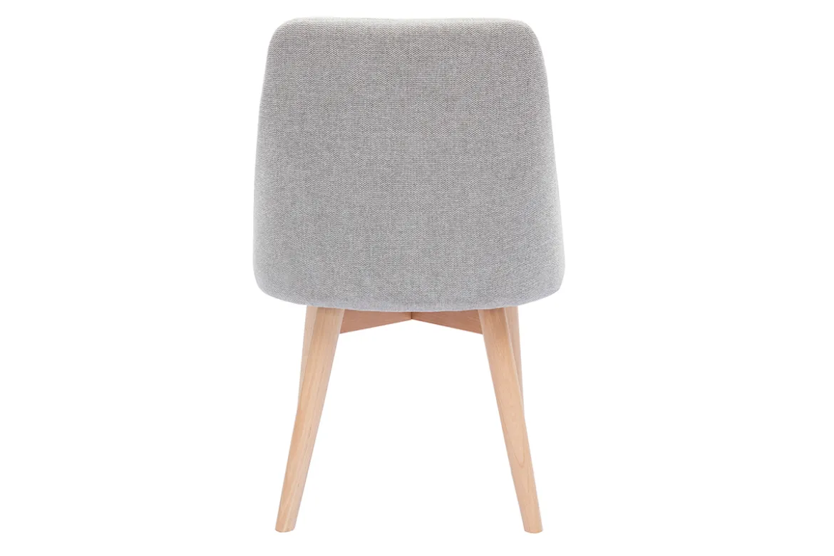 Chaises scandinaves en tissu effet velours texturé gris clair et bois clair (lot de 2) HIGGINS
