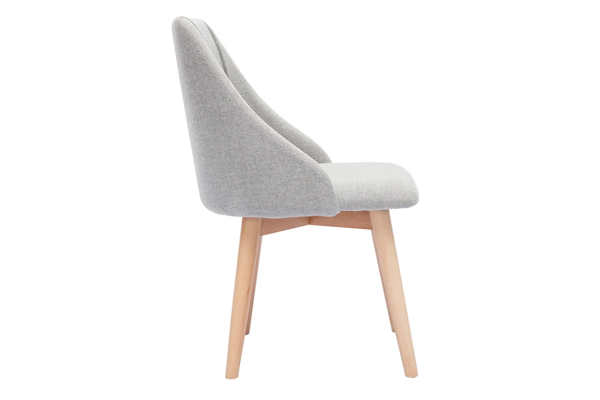 Chaises scandinaves en tissu effet velours texturé gris clair et bois clair (lot de 2) HIGGINS