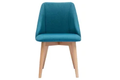 Chaises scandinaves en tissu bleu canard et bois clair (lot de 2) HIGGINS