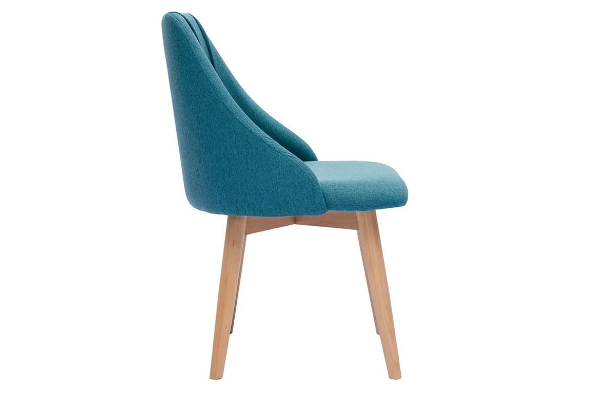 Chaises scandinaves en tissu bleu canard et bois clair (lot de 2) HIGGINS