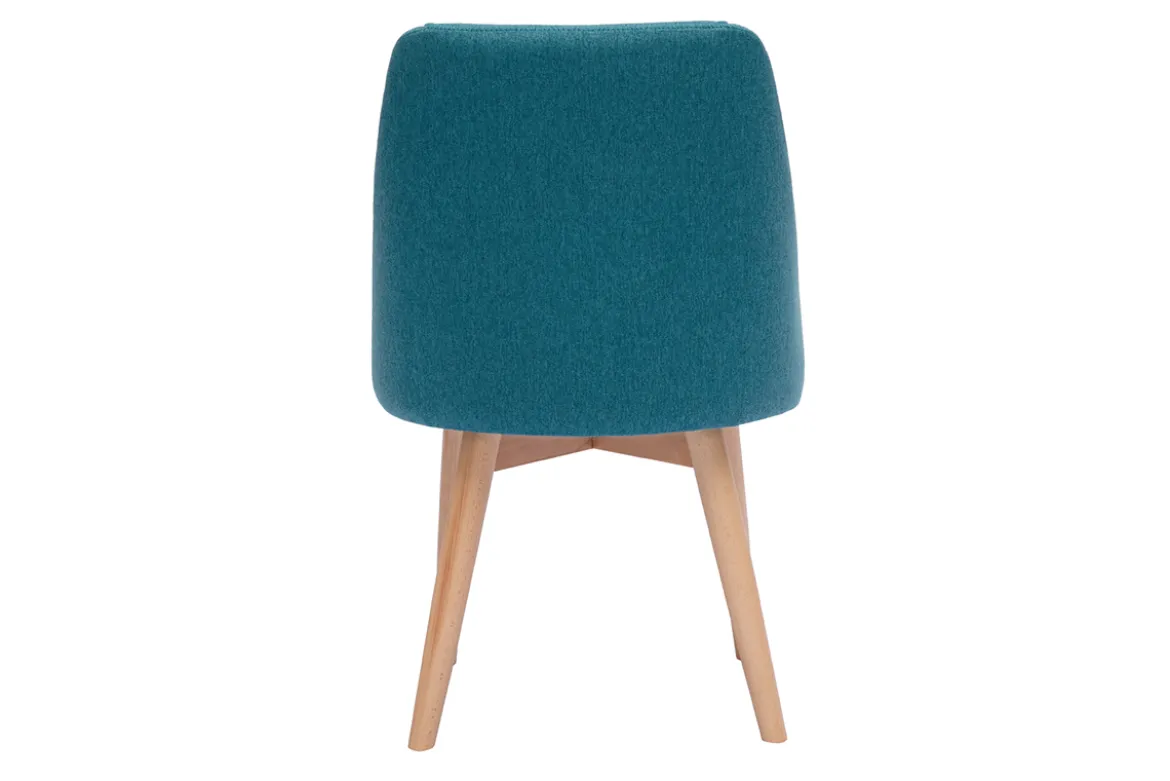 Chaises scandinaves en tissu bleu canard et bois clair (lot de 2) HIGGINS