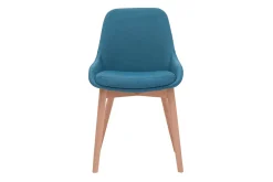 Chaises scandinaves en tissu bleu canard et bois clair massif (lot de 2) HOLO