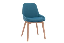 Chaises scandinaves en tissu bleu canard et bois clair massif (lot de 2) HOLO
