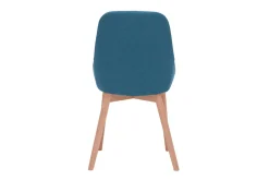 Chaises scandinaves en tissu bleu canard et bois clair massif (lot de 2) HOLO