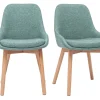 Chaises scandinaves en tissu vert de gris et bois clair massif (lot de 2) HOLO