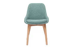 Chaises scandinaves en tissu vert de gris et bois clair massif (lot de 2) HOLO