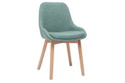 Chaises scandinaves en tissu vert de gris et bois clair massif (lot de 2) HOLO