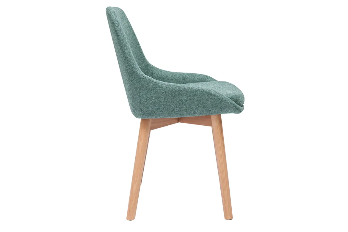 Chaises scandinaves en tissu vert de gris et bois clair massif (lot de 2) HOLO
