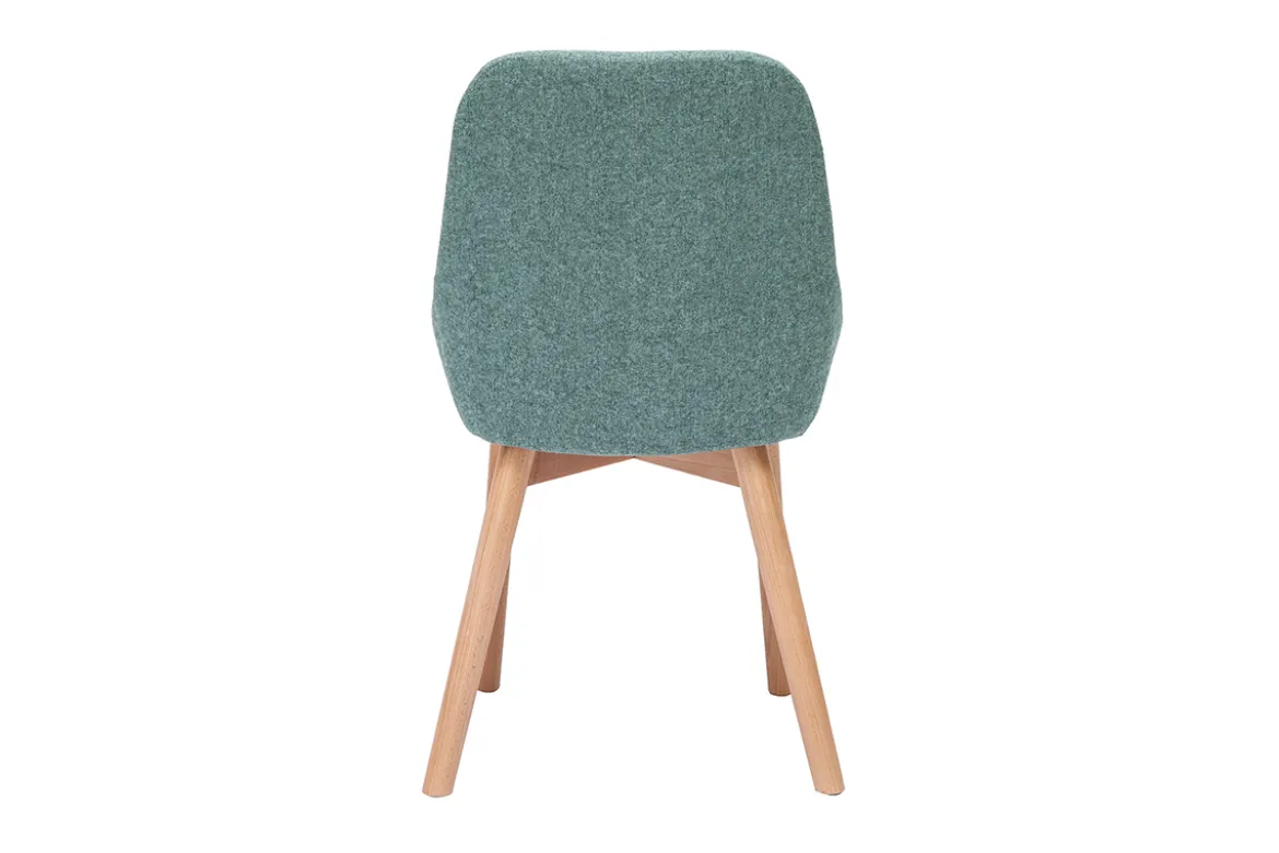 Chaises scandinaves en tissu vert de gris et bois clair massif (lot de 2) HOLO