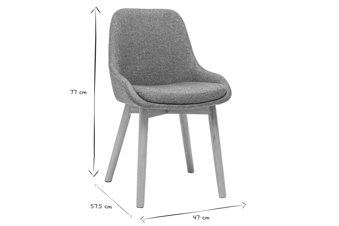 Chaises scandinaves en tissu vert de gris et bois clair massif (lot de 2) HOLO