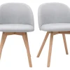 Chaises scandinaves en tissu gris clair et bois clair massif (lot de 2) CELESTE