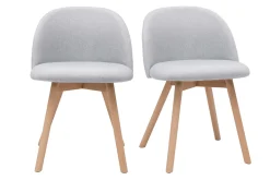 Chaises scandinaves en tissu gris clair et bois clair massif (lot de 2) CELESTE