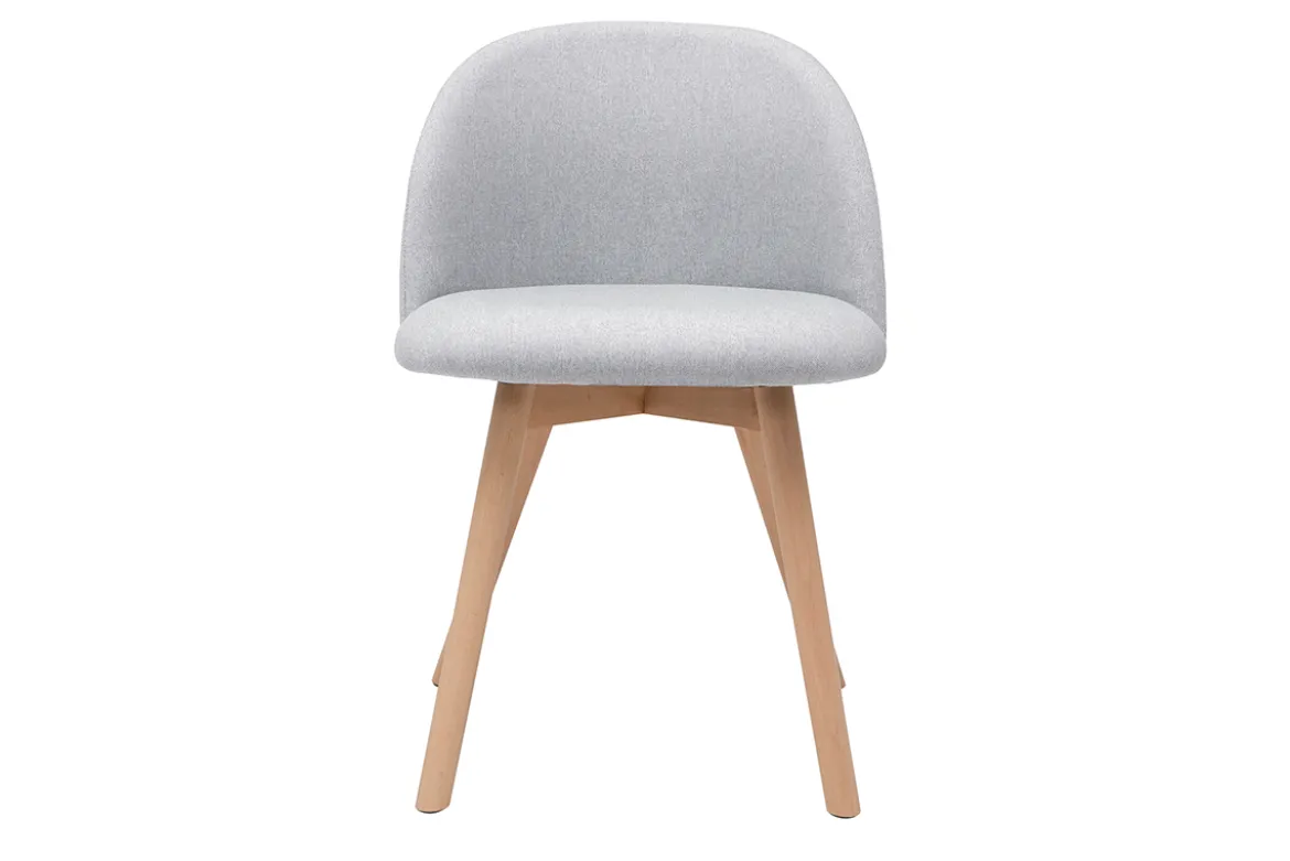 Chaises scandinaves en tissu gris clair et bois clair massif (lot de 2) CELESTE