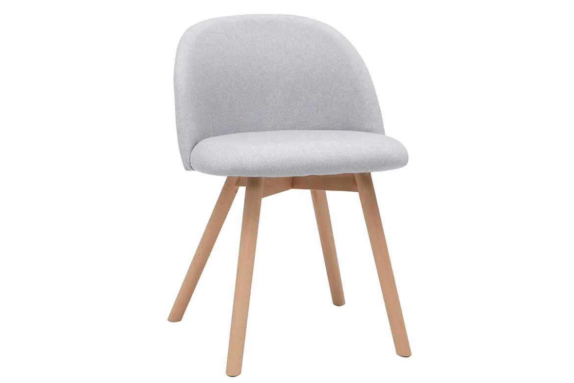 Chaises scandinaves en tissu gris clair et bois clair massif (lot de 2) CELESTE