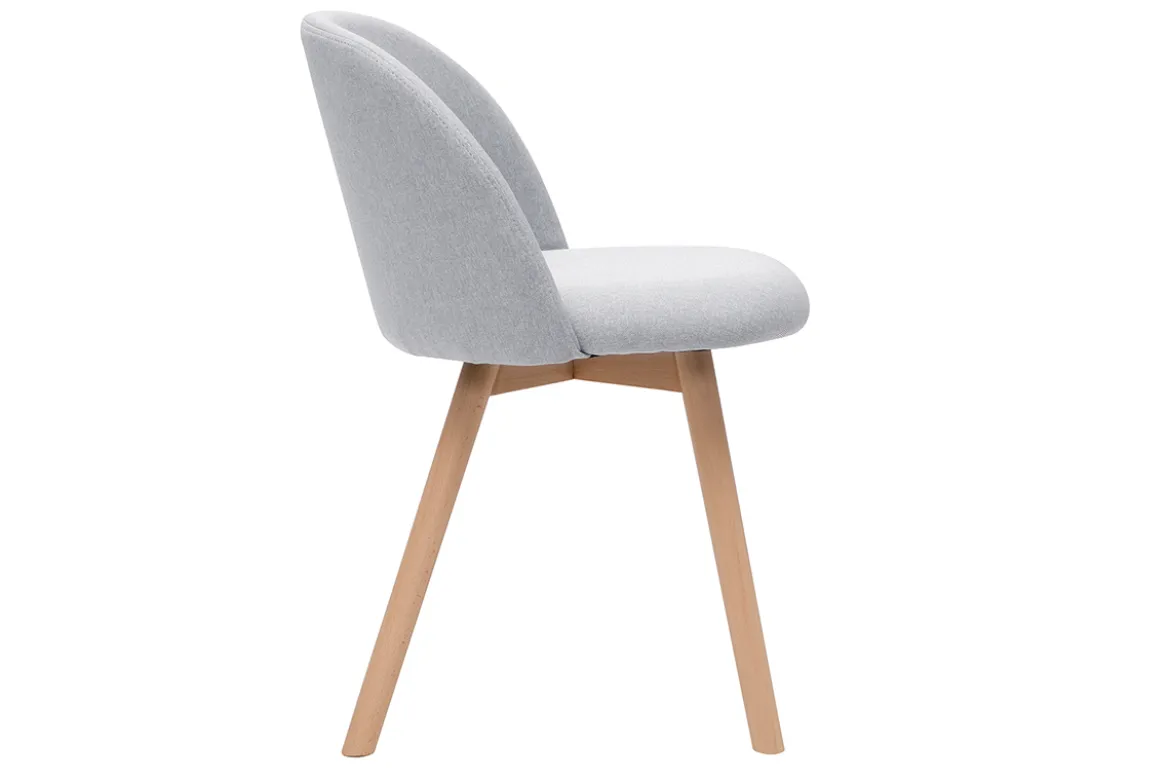 Chaises scandinaves en tissu gris clair et bois clair massif (lot de 2) CELESTE