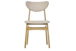 Chaises scandinaves en tissu effet laine bouclée beige et bois clair chêne massif (lot de 2) MAYA