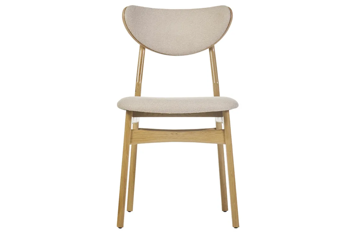 Chaises scandinaves en tissu effet laine bouclée beige et bois clair chêne massif (lot de 2) MAYA