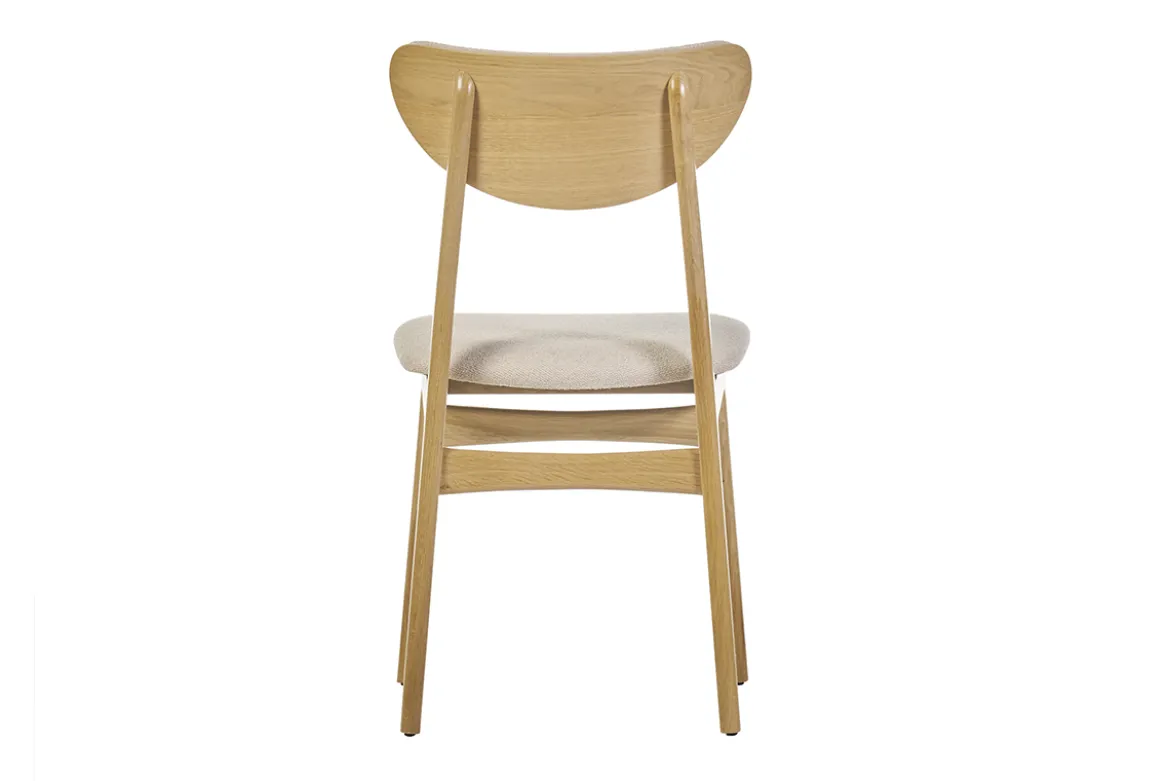 Chaises scandinaves en tissu effet laine bouclée beige et bois clair chêne massif (lot de 2) MAYA