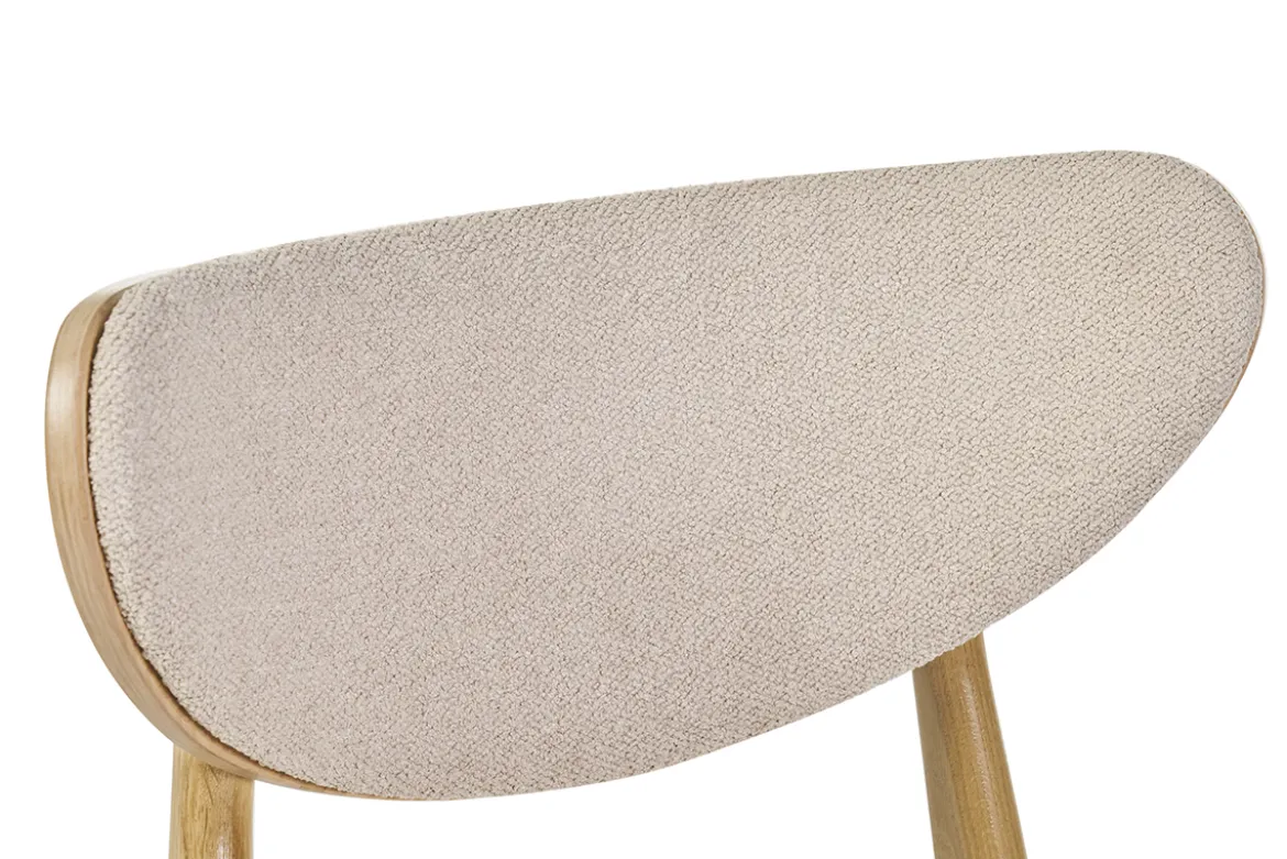 Chaises scandinaves en tissu effet laine bouclée beige et bois clair chêne massif (lot de 2) MAYA