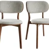 Chaises scandinaves en tissu gris clair et bois foncé noyer (lot de 2) FAUVETTE