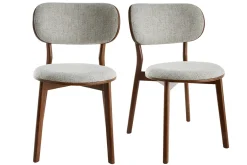 Chaises scandinaves en tissu gris clair et bois foncé noyer (lot de 2) FAUVETTE