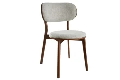 Chaises scandinaves en tissu gris clair et bois foncé noyer (lot de 2) FAUVETTE