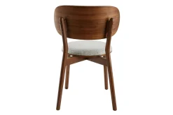 Chaises scandinaves en tissu gris clair et bois foncé noyer (lot de 2) FAUVETTE