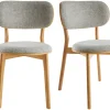 Chaises scandinaves en tissu gris clair et bois clair massif (lot de 2) FAUVETTE
