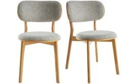 Chaises scandinaves en tissu gris clair et bois clair massif (lot de 2) FAUVETTE