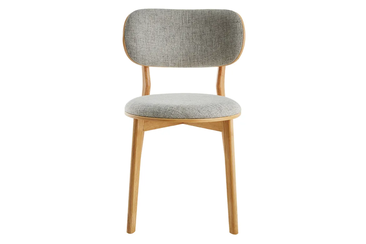 Chaises scandinaves en tissu gris clair et bois clair massif (lot de 2) FAUVETTE