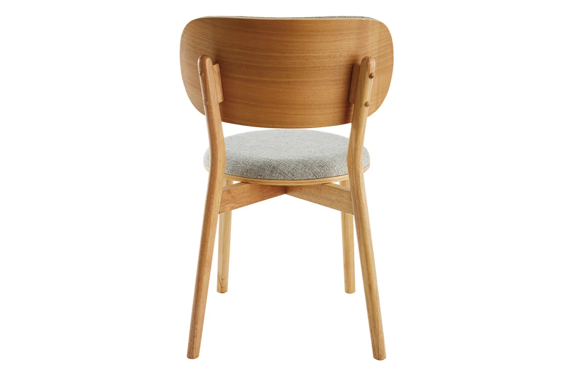 Chaises scandinaves en tissu gris clair et bois clair massif (lot de 2) FAUVETTE