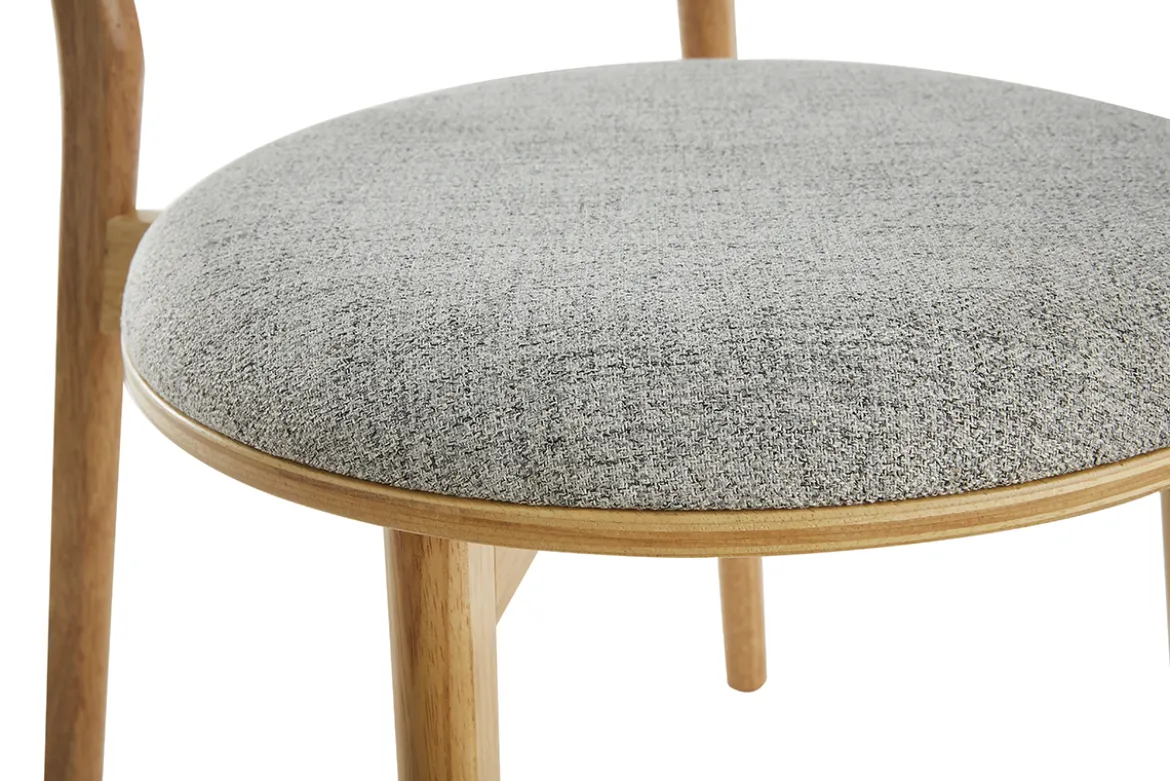 Chaises scandinaves en tissu gris clair et bois clair massif (lot de 2) FAUVETTE