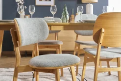 Chaises scandinaves en tissu gris clair et bois clair massif (lot de 2) FAUVETTE