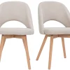 Chaises scandinaves en tissu effet velours texturé beige et bois clair (lot de 2) COSETTE