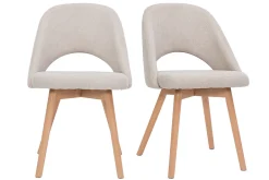 Chaises scandinaves en tissu effet velours texturé beige et bois clair (lot de 2) COSETTE