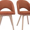 Chaises scandinaves en tissu effet velours texturé terre brûlée et bois clair (lot de 2) COSETTE