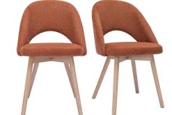 Chaises scandinaves en tissu effet velours texturé terre brûlée et bois clair (lot de 2) COSETTE