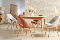Chaises scandinaves en tissu effet velours texturé terre brûlée et bois clair (lot de 2) COSETTE